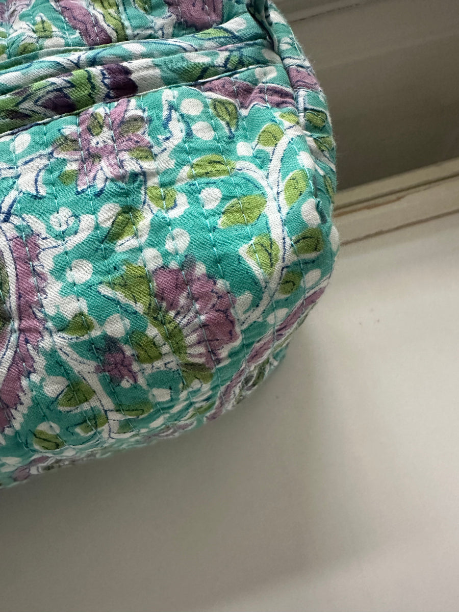 Makeup Bag Set, Teal Paisley