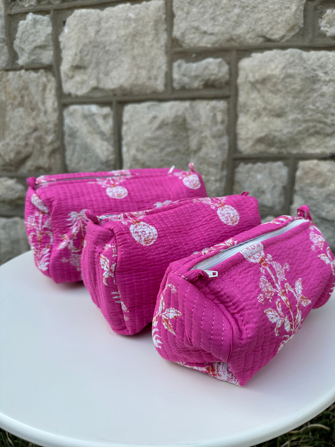 Makeup Bag Set, Bright Pink Mughal