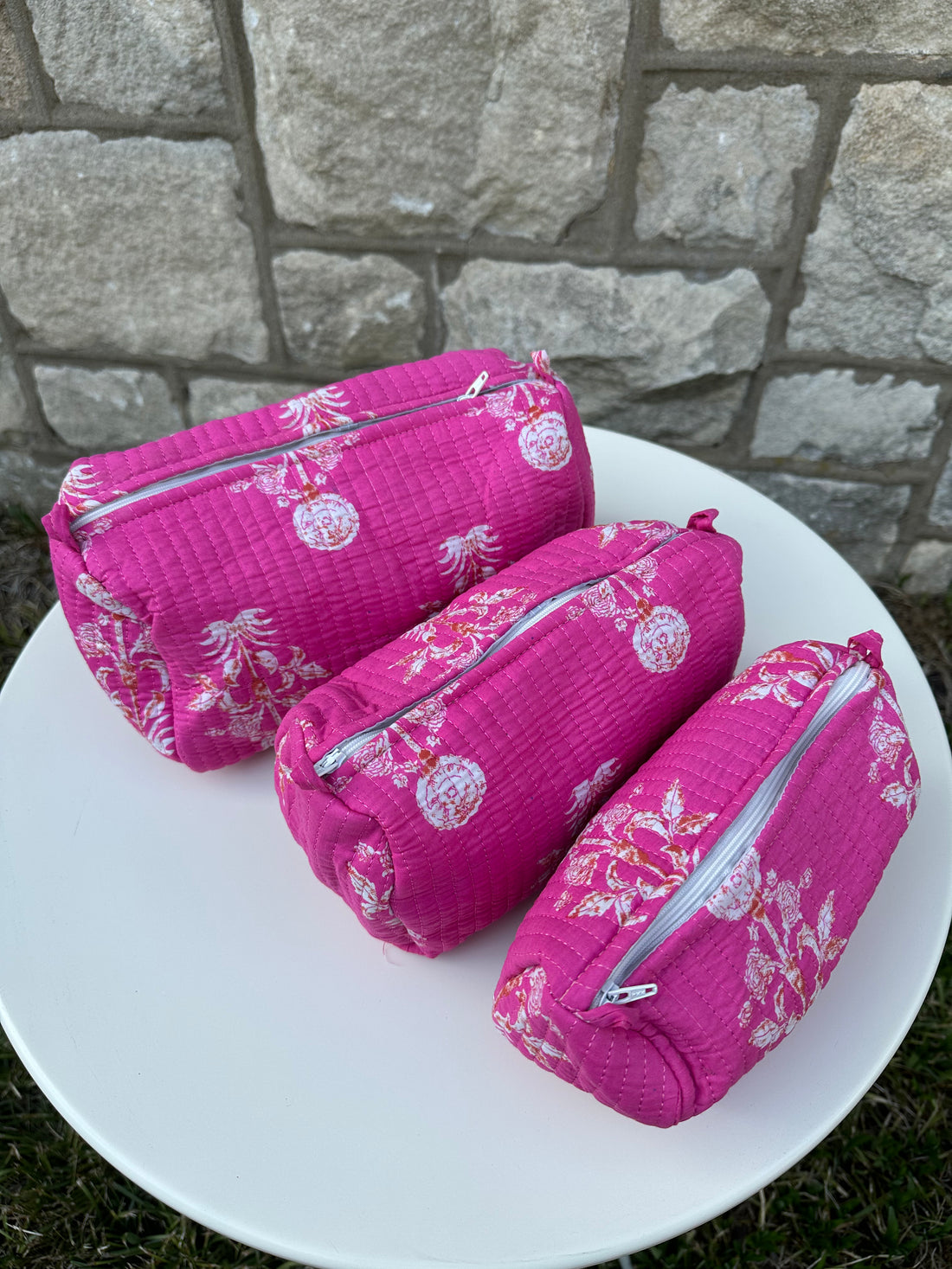 Makeup Bag Set, Bright Pink Mughal