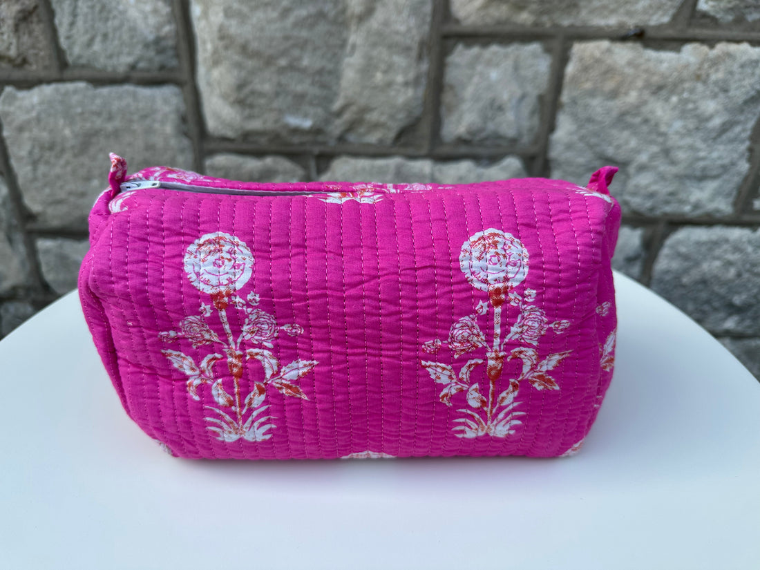 Makeup Bag Set, Bright Pink Mughal
