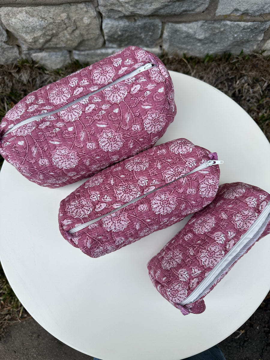 Makeup Bag Set, Plum Floral