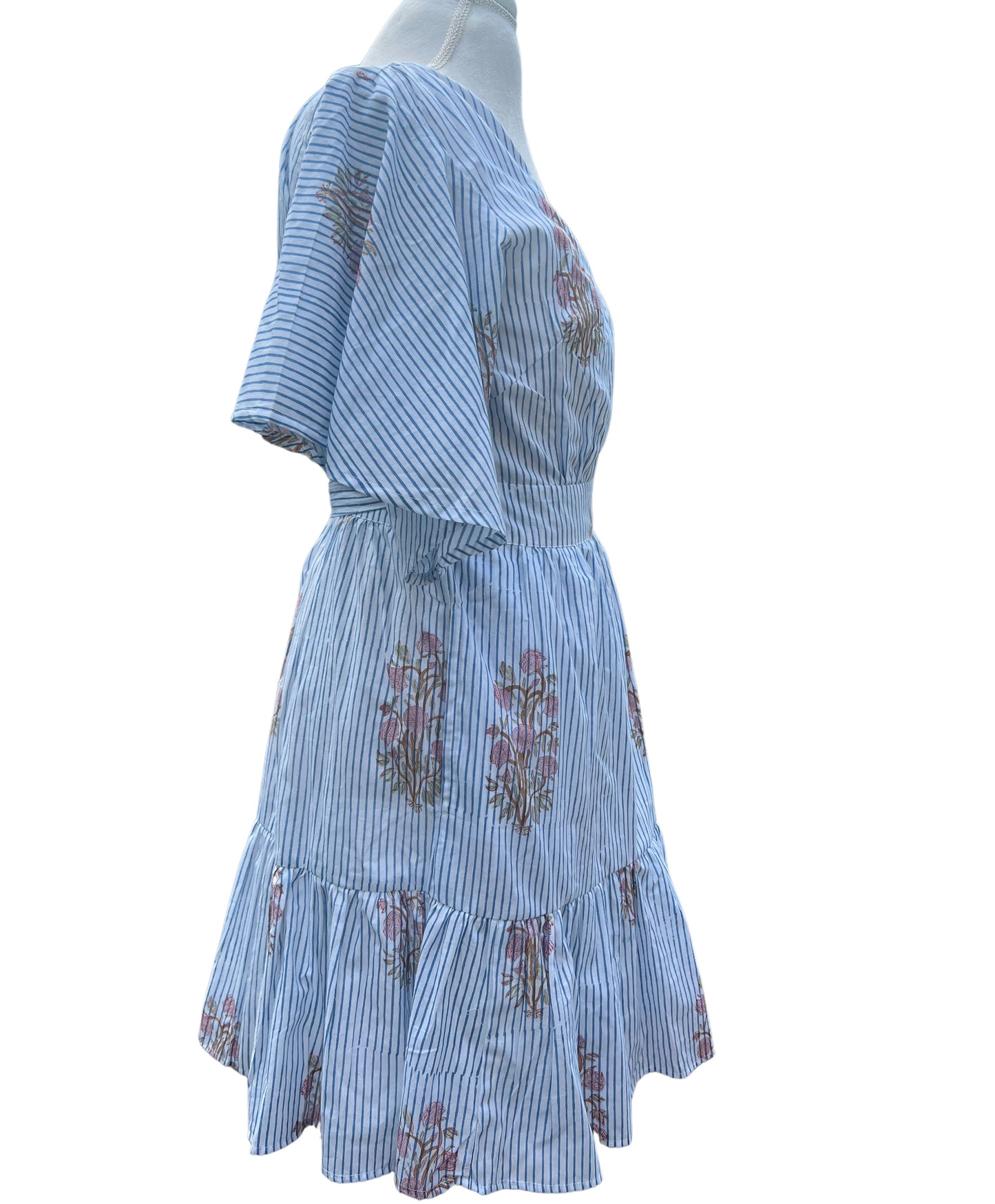 Samantha Wrap Dress, Vintage Floral Stripes