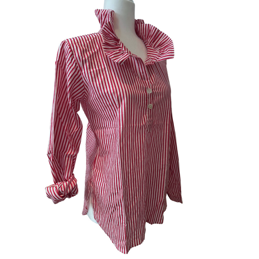 DANG Girl! Blouse, Red Coral Stripe - Final Sale