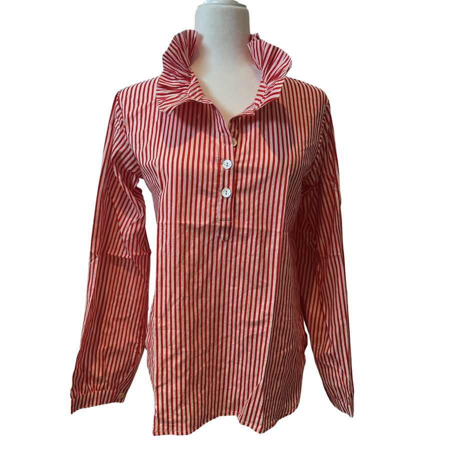 DANG Girl! Blouse, Red Coral Stripe