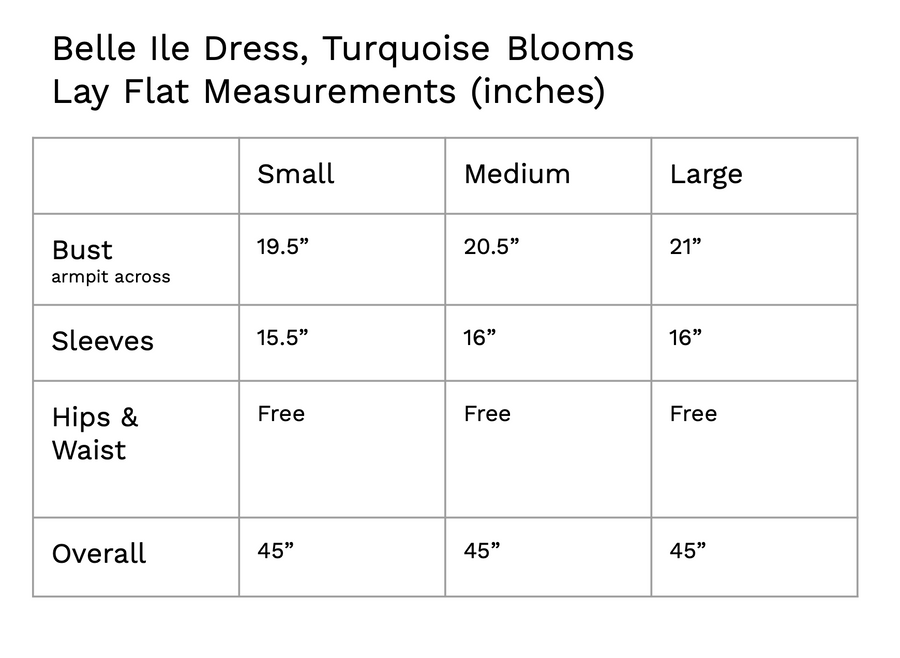 Belle île Dress, Turquoise Blooms