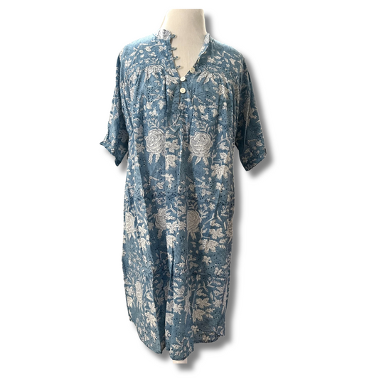 Short Sleeve Market Dress, Cornflower Blue-sample sale