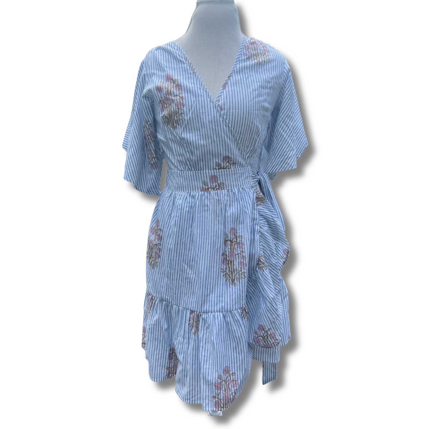Samantha Wrap Dress, Vintage Floral Stripes