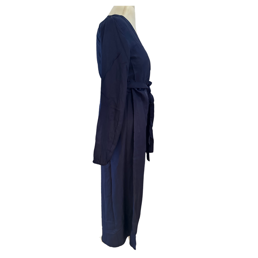 Washable Silk Wrap Dress, Navy