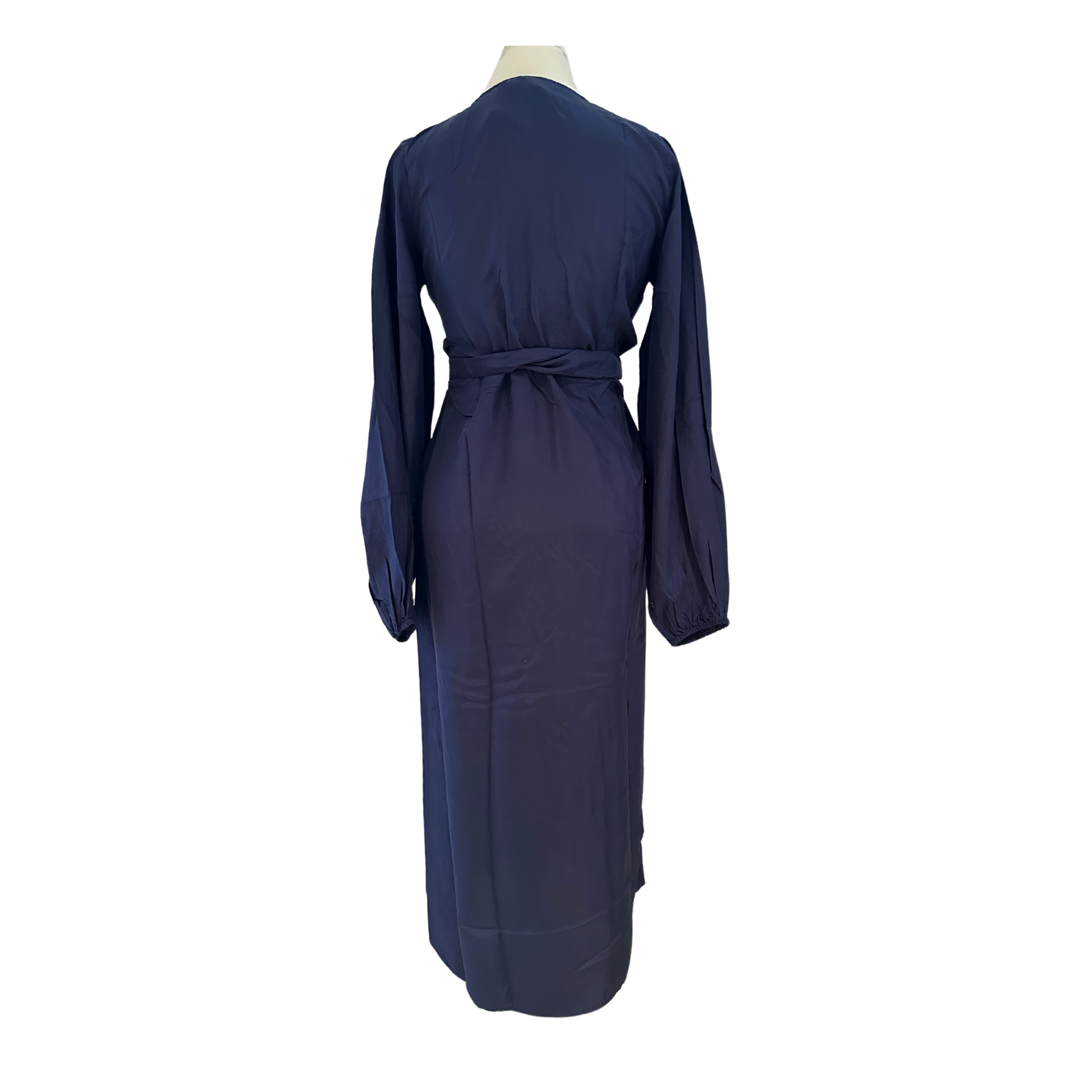 navy blue silk wrap dress My Whole Heart Dark Navy Blue Long Sleeve Wrap Dress