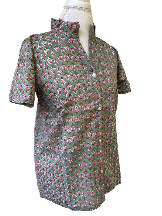 Caroline Camp Blouse, Foxgloves-sample sale