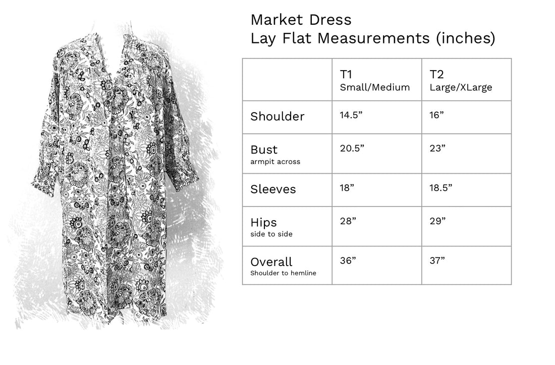 Market Dress, Navy with muted coral blooms.