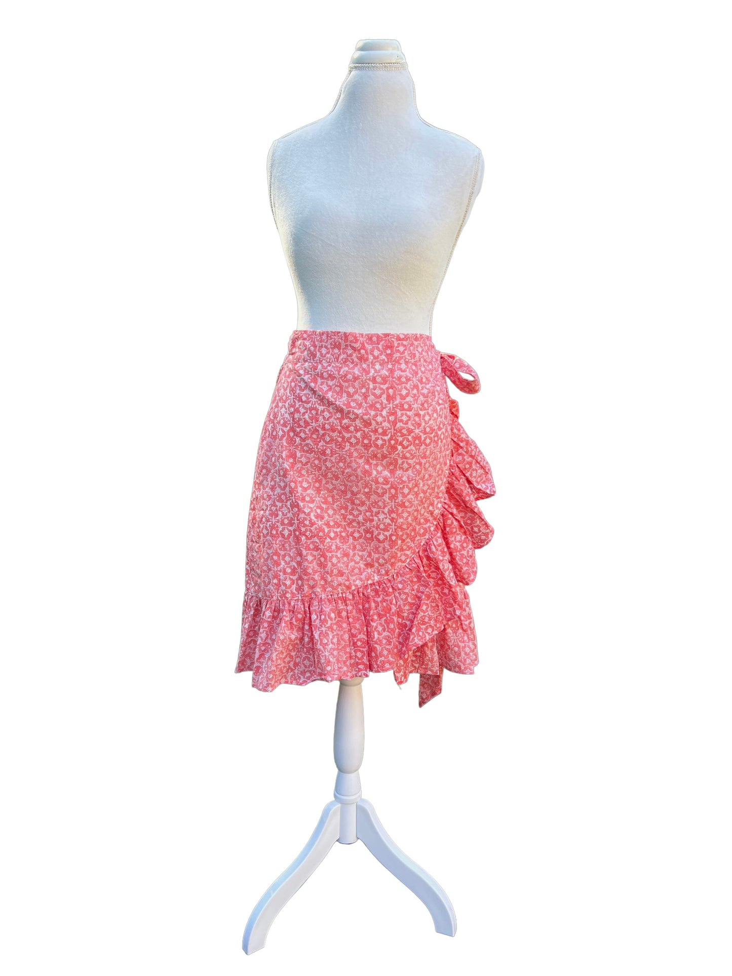 Mini Wrap Skirt, Coral