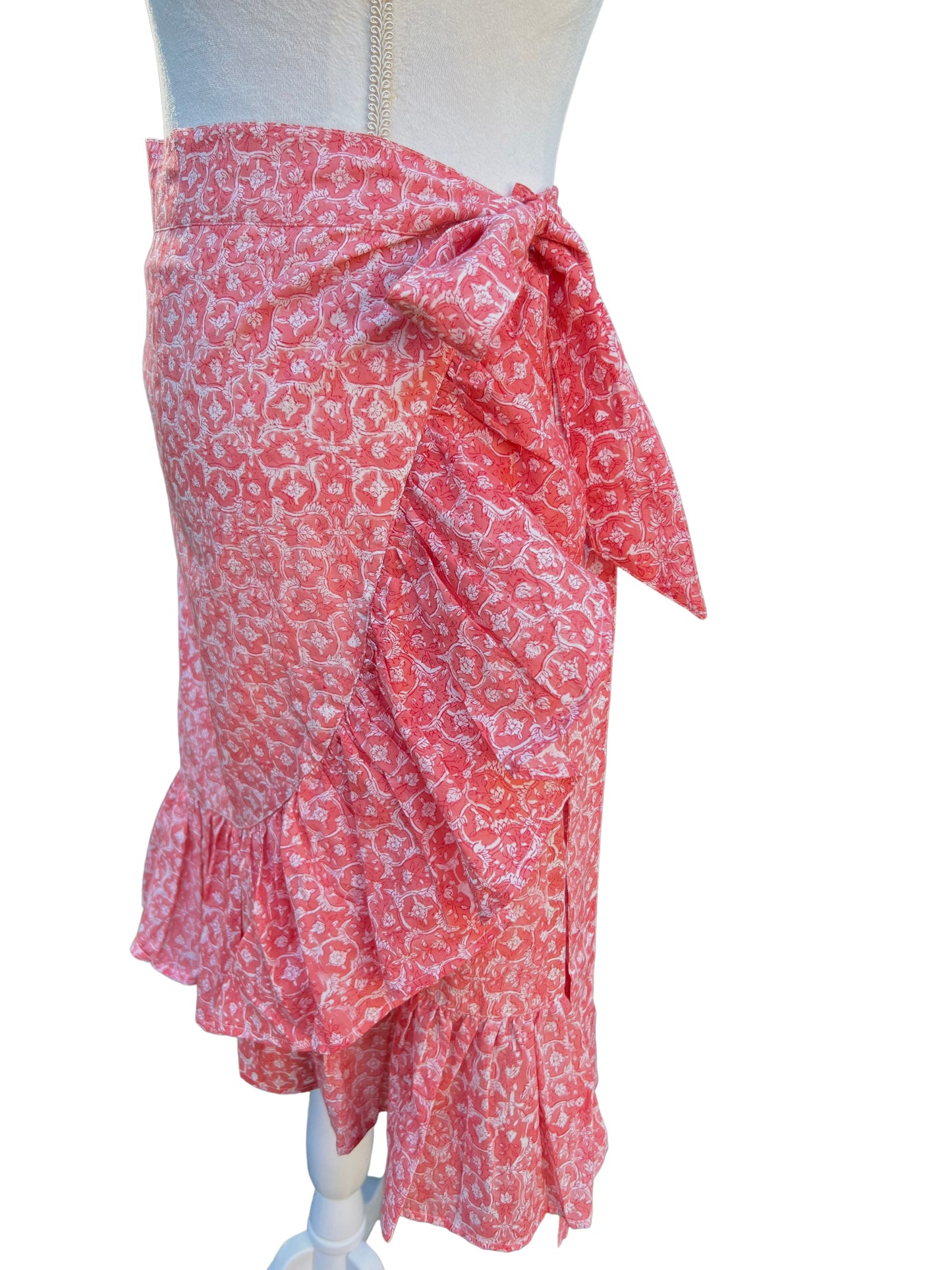 Mini Wrap Skirt, Coral